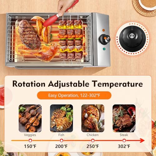 Electric BBQ Grill, 1800W Smokeless Non-Stick Indoor/Outdoor Barbecue Grill with Grease Catcher Tray, Temperature Control, Portable Cooking BBQ Griddle for Domestic and Commercial Use Etc - Image 6