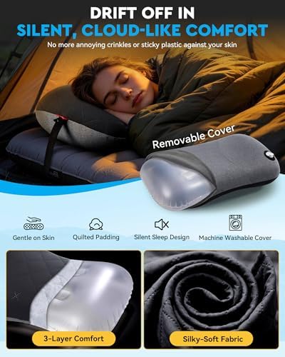 Hikenture Camping Pillow with Removable Cover, Ultralight Inflatable Pillow - Image 5