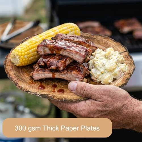 144 Pcs Disposable Rustic Wood Grain Slice Tableware Set for 24 Guests - Image 4