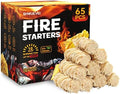 Shwuevei 65 pcs Fire Starter - Natural Fire Starters for Fireplace, Pellet Stove & Wood, Fire Pit, Smoker, BBQ, Chimney, Pizza Oven - Fire Starters for Grill, Charcoal Starter by Shwuevei