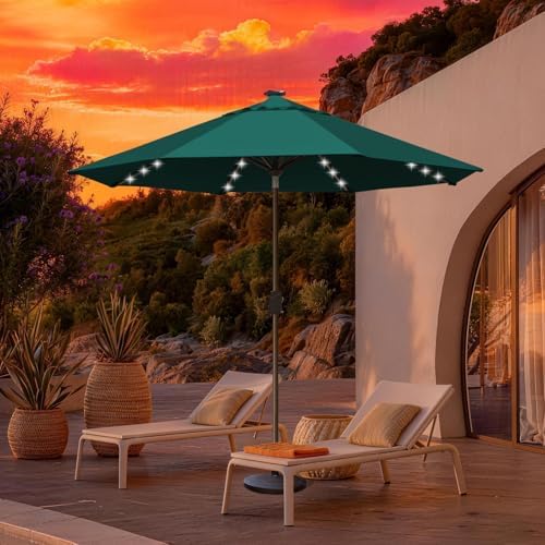 EliteShade USA 10-Year-Non-Fading 10ft Market Patio Umbrella, Commercial Grade Table Sun Umbrella with 80 Solar LED Lights, Crank Open, Windproof & UPF 50+ UV Protection for Garden, Deck, Pool, Backyard, Forest Green - Image 4