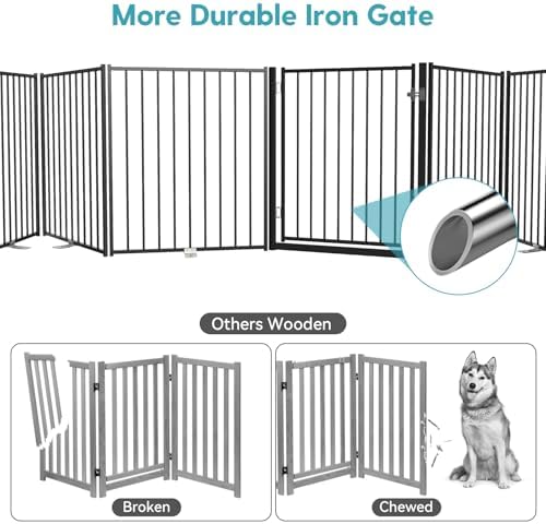 No Pawblems Freestanding Dog Gate with Door for Indoor & Outdoor, 30'' Tall - Image 2