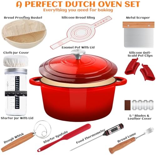 Enameled Cast Iron Dutch Oven Pot with Lid, 5QT Dutch Oven for Bread Baking - Image 2