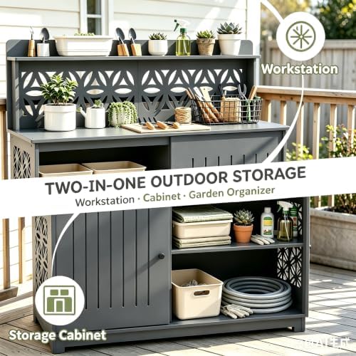 Outvita Outdoor Storage Cabinet PVC 2-in-1 Workstation - Image 2