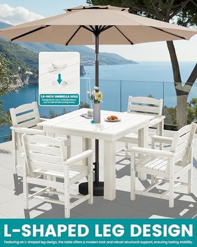 SERWALL HDPE Outdoor Square Dining Set for 4 - Image 6