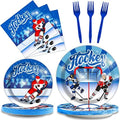Wiooffen 96pcs Hockey Plates and Napkins Party Supplies Ice Hockey themed Birthday Party Decorations Set Disposable Tableware Kit Hockey Fans Birthday Party Sport Events Favors for Kids, Serve 24 by Wiooffen