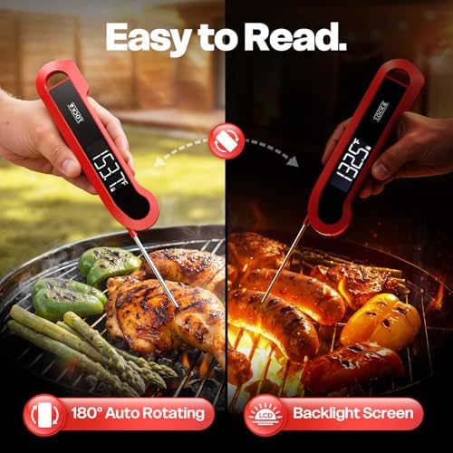 0.3 Sec Instant Read Meat Thermometer Digital for Cooking, Red - Image 3