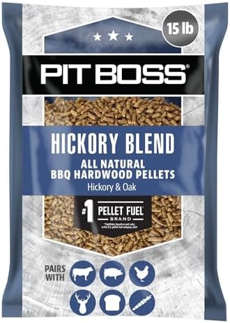 Pit Boss Hickory Blend 100% All Natural Hardwood BBQ Pellets, 15 lb Bag by PitBoss%C2%AEGrills