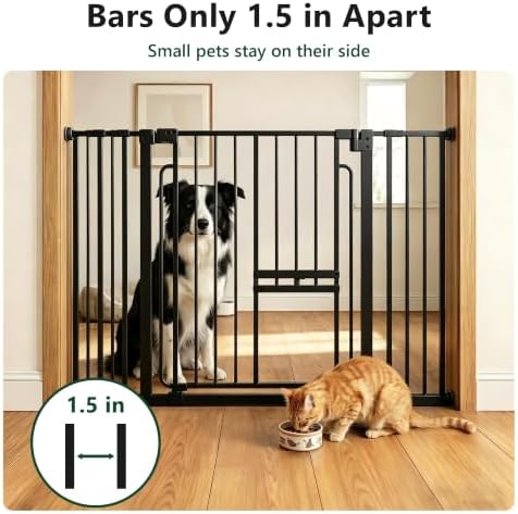 Dog Gate with Adjustable Cat Door, 29.5-42.5 in Wide, Black - Image 5