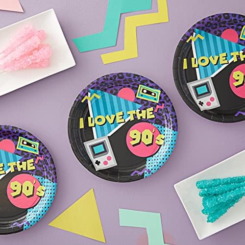 BLUE PANDA 90s Party Paper Dinner Plates - 9-Inch, 80-Count, Blue I Love the 90s Design - 1990s-Inspired Tableware for Birthday & Themed Decor - Image 2