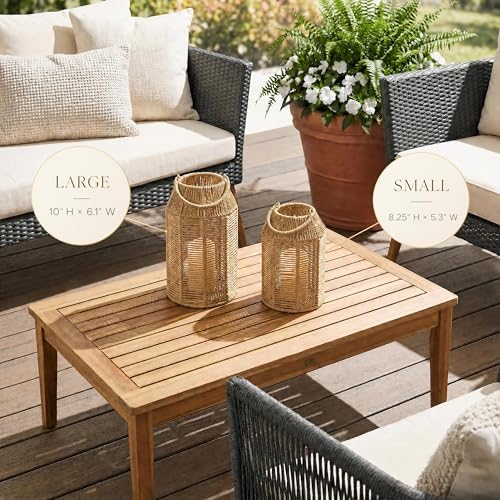 Natural Jute Boho Lanterns - Handcrafted Farmhouse Coffee Table Decor - Image 4