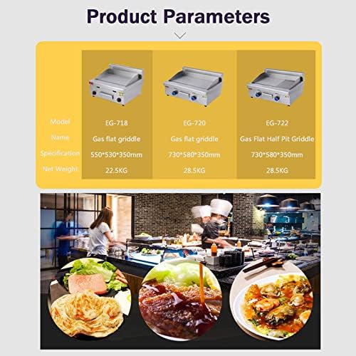 Double Gas Griddle Grill Smooth LPG Commercial Stainless Steel Heavy Duty Restaurant Outdoor Griddle Gas Baking Plate Burger Grill Large Non-Stick Burners Flat Hot Plate for Home and Commercial,722 - Image 2