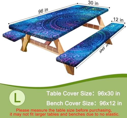 Picnic Table and Bench Cover Set, Waterproof Fitted Elastic Cloth - Image 2