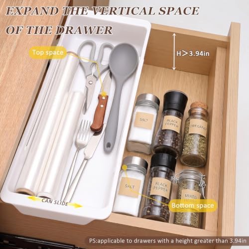 Deep Drawer Organizer, Adjustable Drawer Organizer, Suitable for Kitchens, Cosmetics, Daily Necessities, Barbecue Tools, Durable Plastic Material, Sliding Design, Convenient Storage. - Image 4