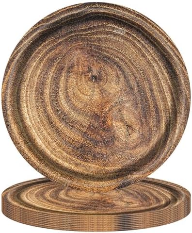 MaitianGuyou 40 Count 9 Inch Wood Grain Paper Plates, Rustic Wood Slice Disposable Party Farmhouse Decoration for Woodland Baby Shower Lumberjack Birthday Party Supplies(9 Inch,Dark Wood) by MaitianGuyou