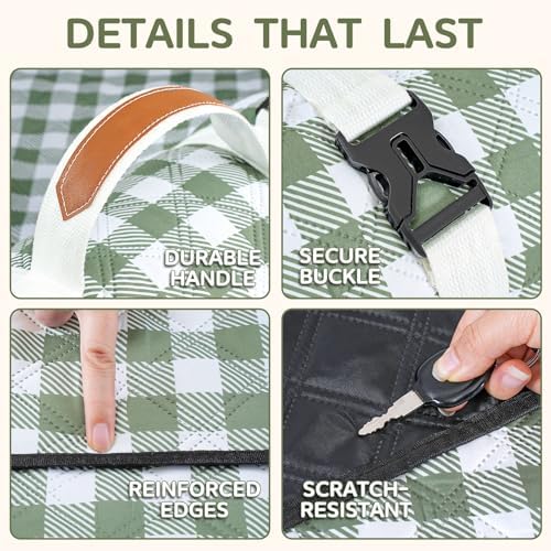 Genovega Waterproof Picnic Blanket Beach Outdoor Camping Mat Rug Extra Large Foldable Cute Big Travel Essential Accessories Gift Park Patio Lawn Garden Grass Ground Music Festival Must Have Checkered - Image 6