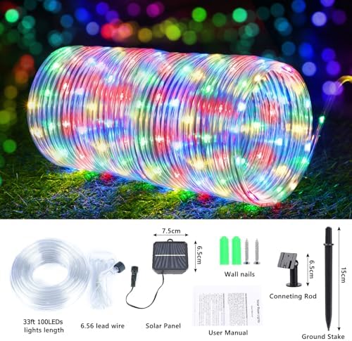 Solar Rope Lights, 33ft 100LED Solar String Lights, 8 Modes, Waterproof - Image 5