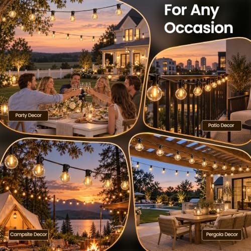 RTTY Outdoor String Lights LED 25 FT, Patio Light Waterproof 13 LED Bulbs - Image 6