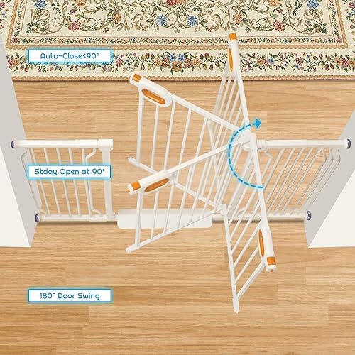 owlie 57 to 66 Inch Extra Wide Baby Gate with Door for Stairs Doorways - Image 5