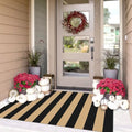 IOHOUZE 3x5 Striped Area Rug, Washable Front Porch Doormat, Black/Tan by iOhouze