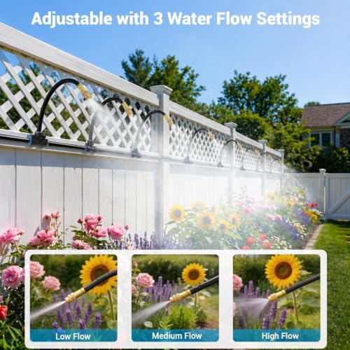 Thiswing 100FT Drip Irrigation System with Smart Water Timer, 1/4" Tubing Automatic Misting Watering Kit with 18Pcs 360° Adjustable Nozzles, Garden Sprinkler for Yard, Lawn & Outdoor Plants - Image 3