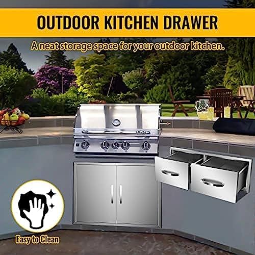 Stainless Steel Outdoor Kitchen Drawers - 3-Drawer BBQ Drawer, Built-in, Flush Mount - 30Wx20Dx10H - Image 6