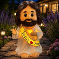Jesus Love You Solar Lighted Figurine,10.2in Resin Outdoor Figurine Lights by YDKOJGW