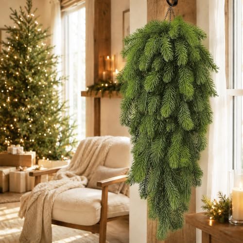Waipfaru 4Pcs Artificial Hanging Plants, Pine Christmas Teardrop Swag - Image 4