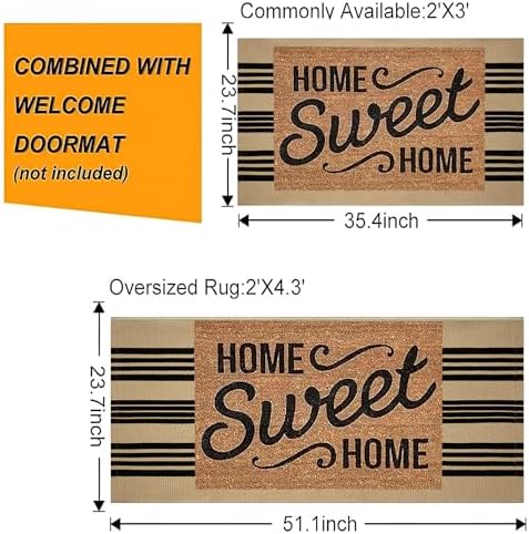 BUAGETUP Front Outdoor Door Mat 2'x3',Fall Porch Rug Striped Outdoor Rug - Image 4