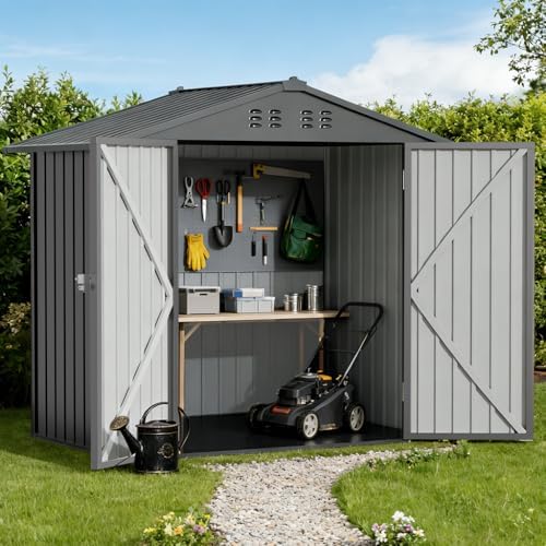 COMHOMA 6'x4' Shed Outdoor Storage Metal with Lockable Doors & Vents by ComHoma
