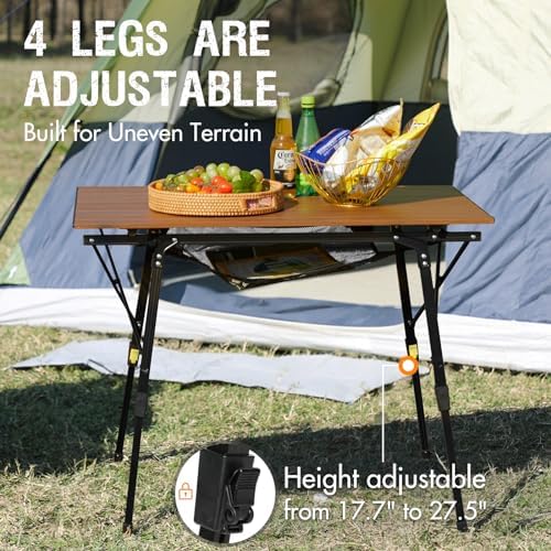 Portal Camping Table, Folding Aluminum Outdoor Table with Mesh Layer - Image 4