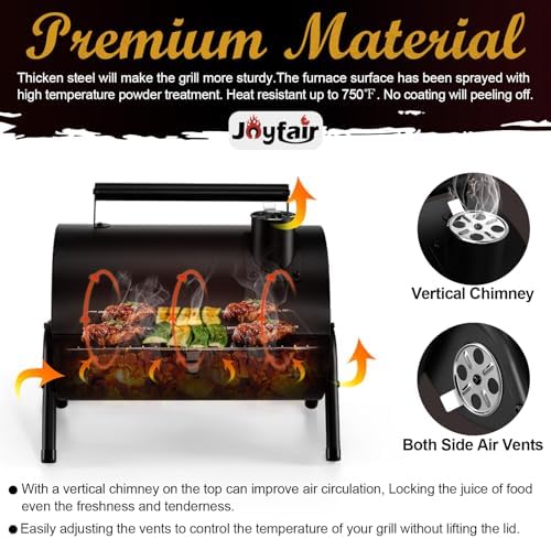 Joyfair Portable Charcoal Grill, Small Outdoor Camping Tabletop BBQ Grills - Image 4