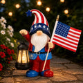 Solar Patriotic Gnome Statue: Outdoor Figurine with Lantern by welcometoAcgarten