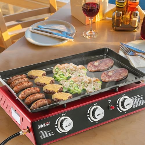Royal Gourmet PD1301R 3-Burner Tabletop Propane Gas Griddle with Cover - Image 2