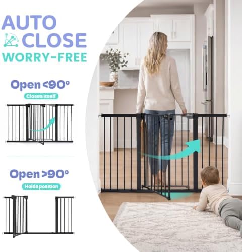 Sekey Baby Gate for Stairs, 30-57" Extra Wide No Drilling Dog Gate - Image 3