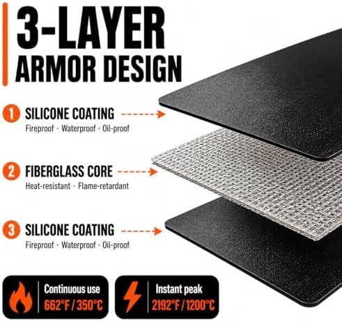 48x30inch Under Grill Mats for Outdoor Grill, Heat Resistant Pad - Image 3