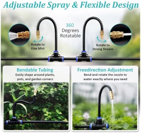 Outdoor Garden Misting Cooling System with Bendable Brass Nozzles - Image 4
