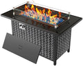 Ciays 43″ Propane Fire Pit, CSA-Listed 60,000 BTU Outdoor Gas Fire Pit Table with Glass Wind Guard, Tempered Glass Top, Lid, Glass Rocks, Adjustable Legs, Fire Table for Patio, Garden & Party, Black by Ciays