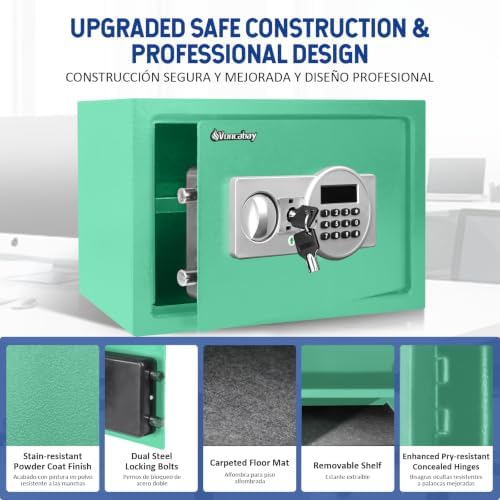 Voncabay Money Safe Box for Home with Digital Keypad, 0.8 Cu. Ft., Green - Image 4