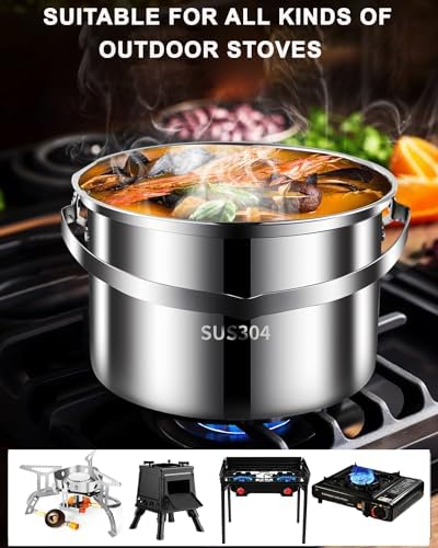 Camping Cookware Set 304 Stainless Steel Camping Pots and Pans Set - Image 7