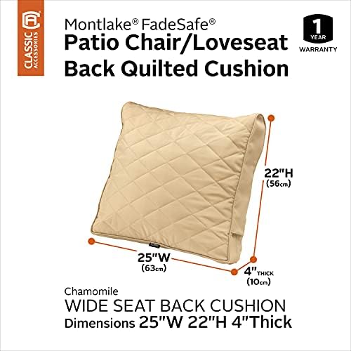 Classic Accessories Montlake FadeSafe FadeSafe Patio Chair/Loveseat Back Quilted Cushion, 25 x 22 x 4 Inch, Chamomile - Image 2