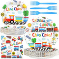 Train Party Decorations - Train Party Plates and Napkins for Kids Birthday Party, Serves 20 Guests by BonBeeDesign