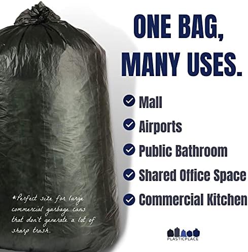Plasticplace 32-33 Gallon Trash Bags │ 16 Microns │ Black High Density Garbage Can Liners │ 33” x 40” (250 Count) - Image 3