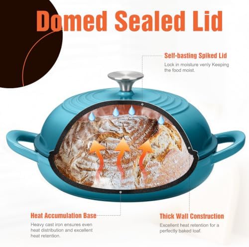 6 QT Enameled Cast Iron Round Bread Oven, Sourdough Dutch Oven - Image 6