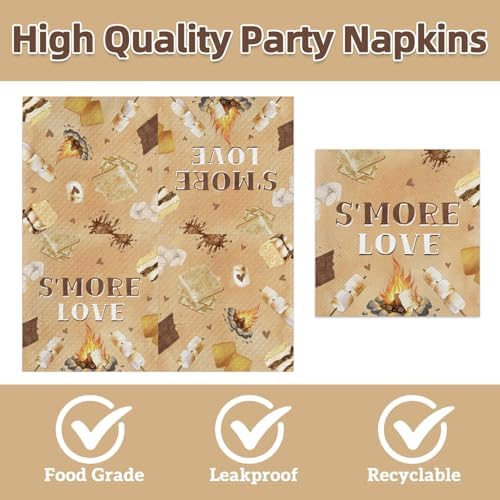 40pcs Smores Camping Birthday Party Decorations Smores Plates and Napkins for Let‘s Have S'more Fun Christmas Spplies,Suitable for 20 Guests - Image 4