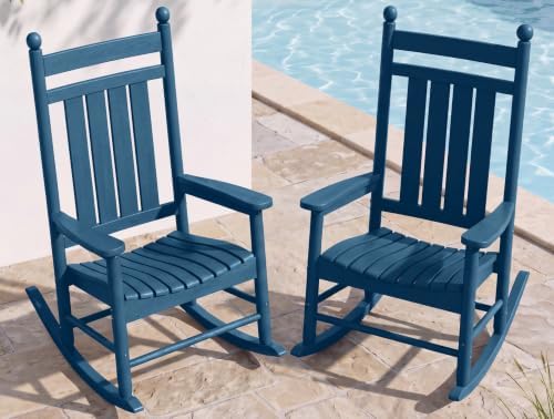 SERWALL Comfortable Outdoor Rocking Chairs Set of 2, Blue by SERWALL