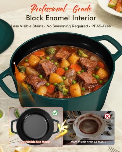 Nuwave 6 Qt PFAS-Free Enamel Cast Iron Dutch Oven Pot with Lid, Pine Forest - Image 3