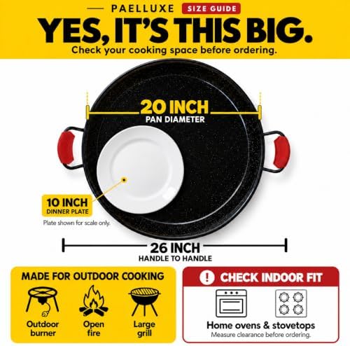 Paelluxe Paella Pan Enameled No-Rust Steel Skillet - 20 Inch, 14 Servings - Image 2
