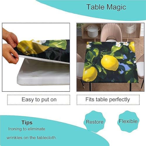 Fitted Tablecloths, Lemon Grove Pattern Printed on Polyester Game Table Cover, Suitable for Home Dining Camping BBQ, Fit for 44" x 44" Square Tables - Image 3