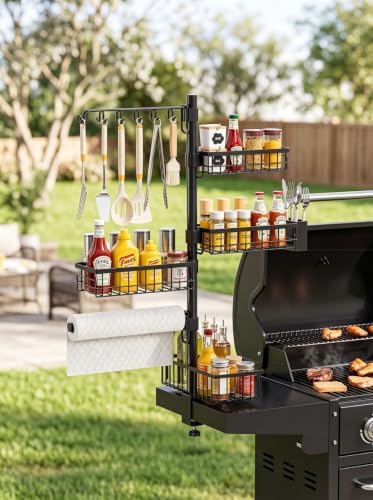 Deloban Griddle Caddy for Blackstone,4 Baskets,10 Hooks & Towel Holder - Image 6